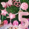40 Inch Number 5 Balloon with Bow – Pink Jumbo Happy Birthday Balloon for Girls’ Birthday Party Decorations & Supplies